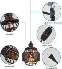 Load image into Gallery viewer, Mid Century Plug-In Pendant Light with 16ft Cord - Adjustable Warm Lighting