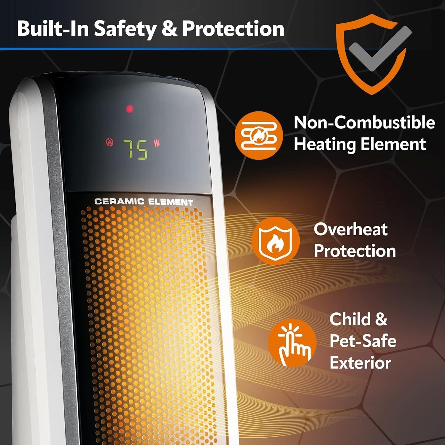 Digital Ceramic Tower Heater 1500W with Auto Timer & Quiet Operation for Comfort