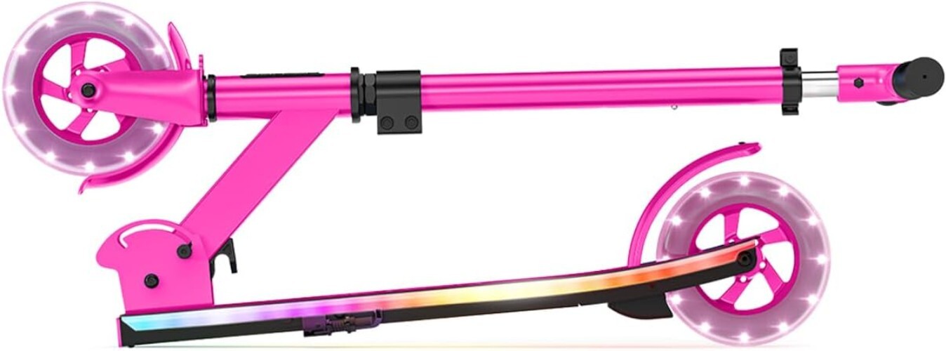 Light-Up Kick Scooter with Adjustable Handlebar for Kids - Highlight Pink