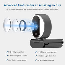Load image into Gallery viewer, N680E 1080P Webcam with Ring Light &amp; Dual Microphones for Perfect Video Calls