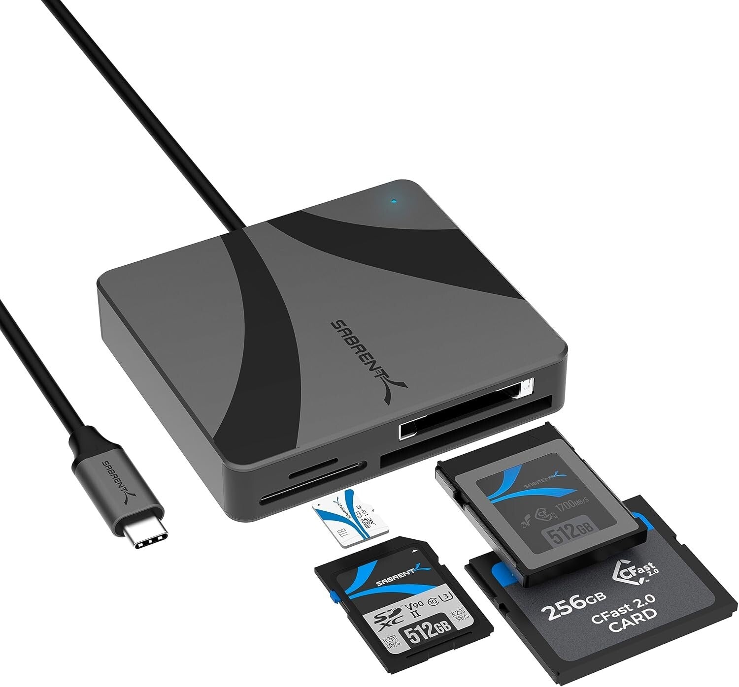 Portable USB-C Multi-Card Reader - High-Speed Transfers for Multimedia Files