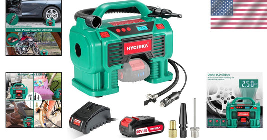 HYCHIKA 20V Air Compressor: 2-Ways Power, 160 PSI & Fast Charging Capability