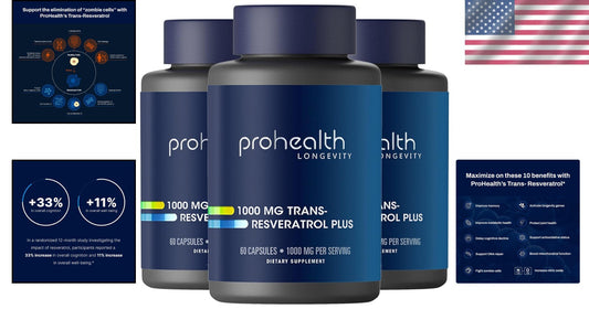 1000mg Trans-Resveratrol Capsules - 99.5% Pure with Enhanced Absorption