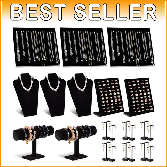 Elegant 22-Piece Velvet Jewelry Display Set - Perfect for Selling and Showcasing