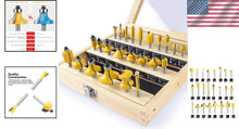 Load image into Gallery viewer, 24-Piece Router Bits Set, 1/4 Inch Shank, Durable Carbon Steel for Woodworking