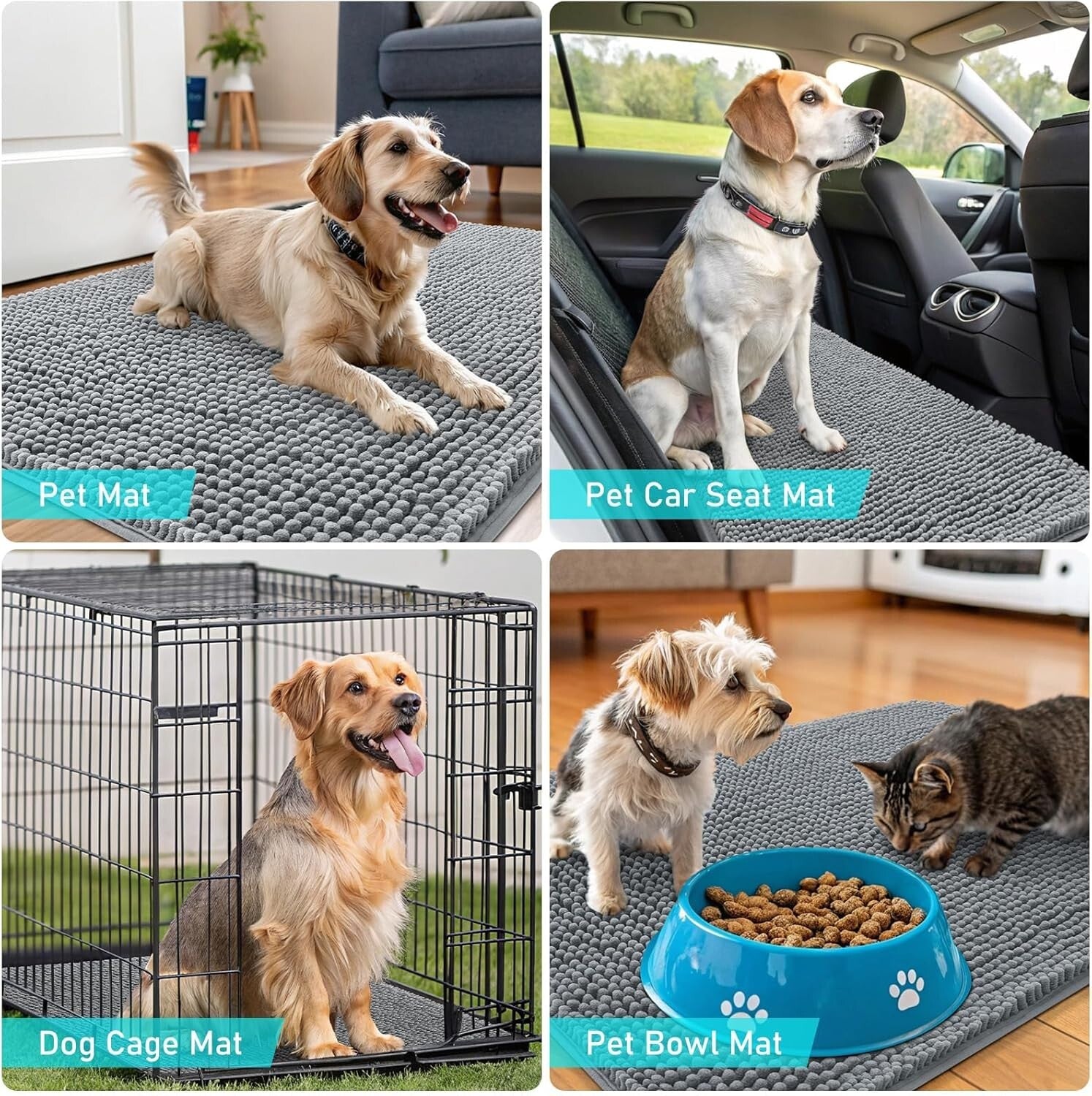 Non-Slip 70x24 Dog Door Mat - Absorbent Chenille for Muddy Paws & Easy Clean