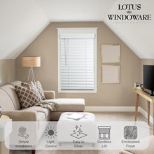 Load image into Gallery viewer, Stylish 2-Inch Bright White Faux Wood Blinds - 46"W x 60"L - Child Safe Design