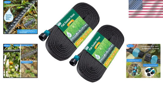 Eco-Friendly 100FT Flat Soaker Hose for Efficient Drip Irrigation, Linkable