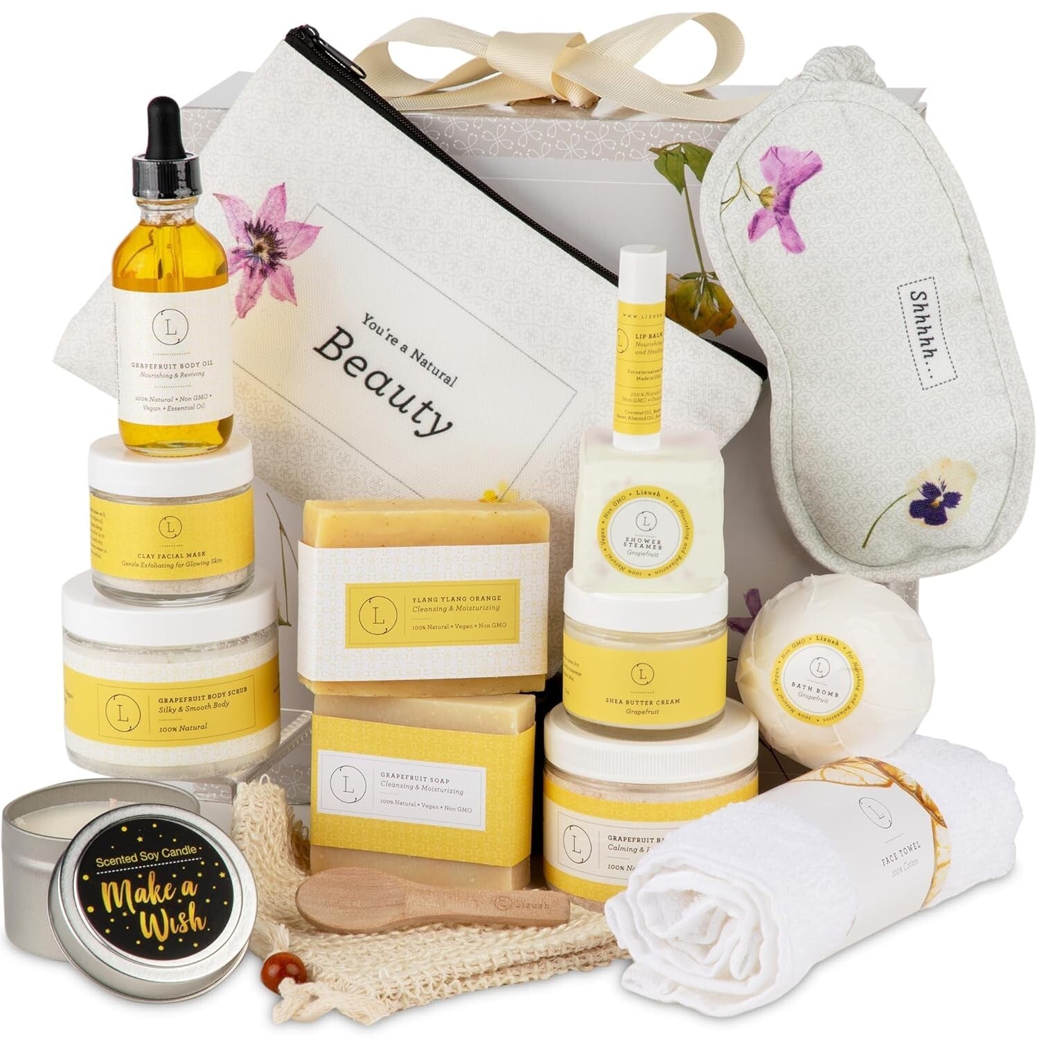 Elegant Citrus Spa Gift Basket - 15-Piece Women’s Self-Care Kit for Relaxation