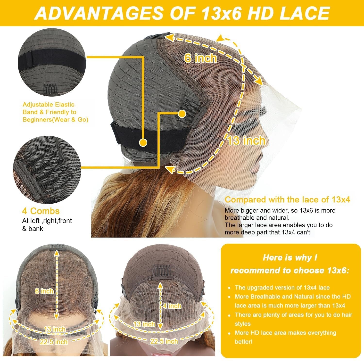 Vibrant Honey Blonde Ombre 30-inch Lace Wig - Pre-Plucked, Human Hair, Glueless