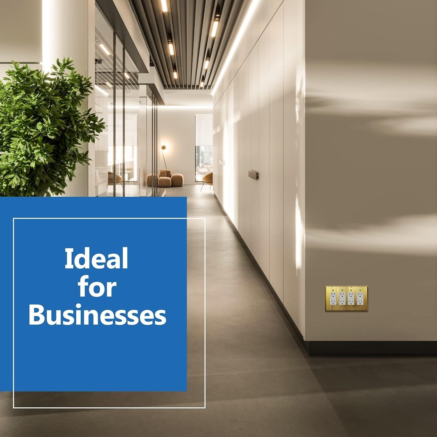 Chic 4-Gang Gold Acrylic Wall Plate with Reflective Finish - Luxe Decor Upgrade