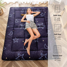 Load image into Gallery viewer, Quilted Twin Floor Mattress in Moon and Star Design - Ideal for Guests &amp; Camping