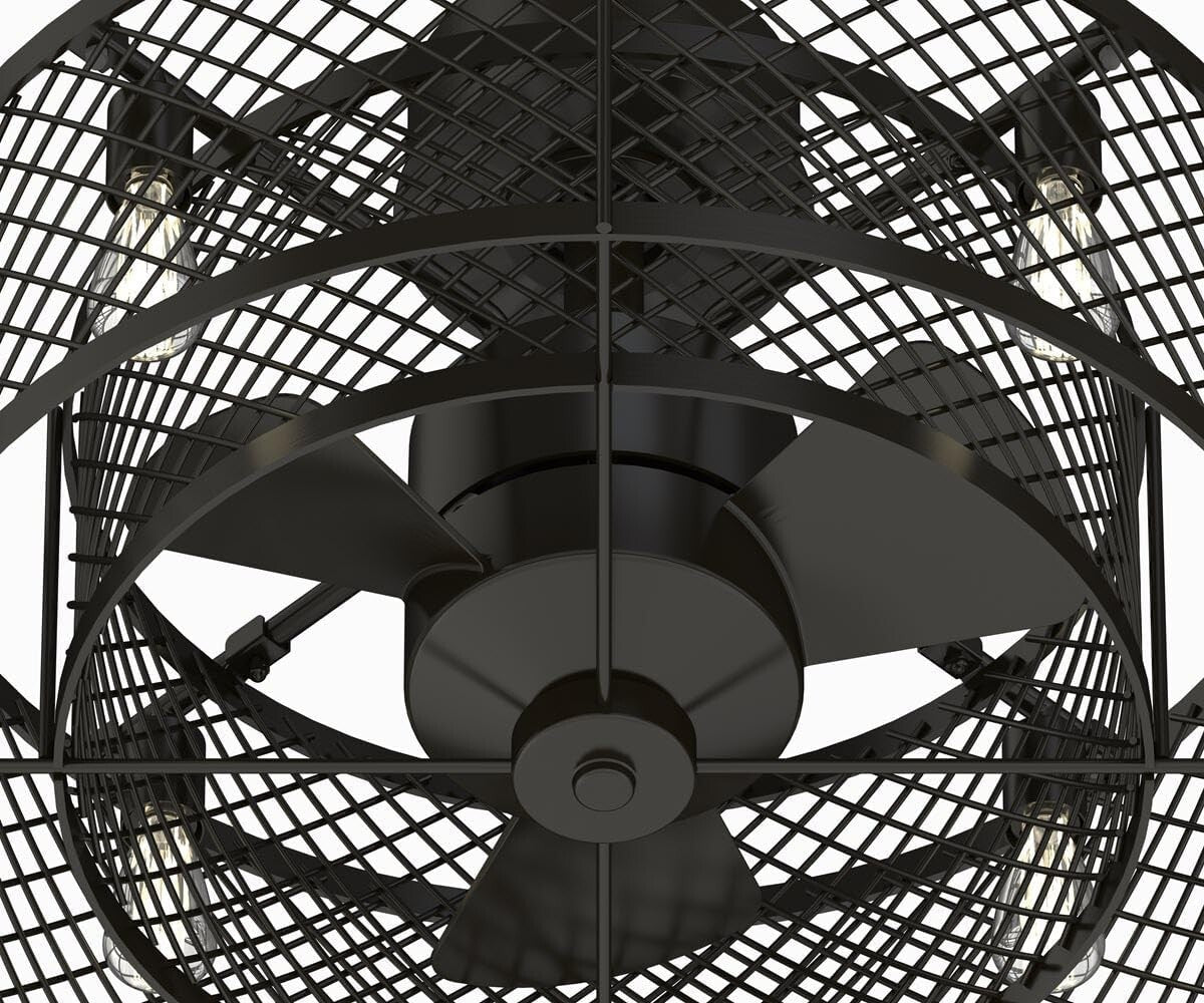 20-Inch Aged Bronze Caged Ceiling Fan with LED Light - Remote Control Included