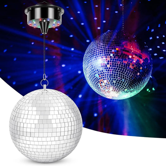 Fun Disco Mirror Ball with 18 LEDs & 6RPM Motor - Perfect for Parties & Clubs