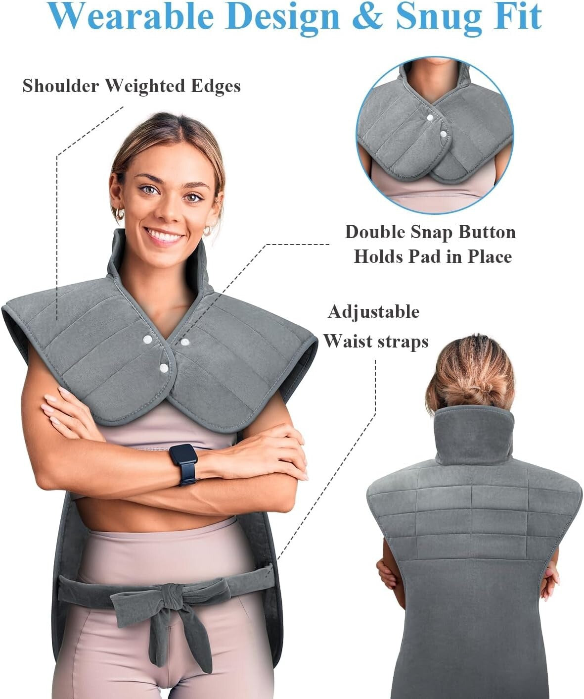 Soft & Adjustable Heating Pad for Back Pain - 2 Hour Auto-Off, Ideal Gift Option
