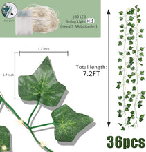Load image into Gallery viewer, Enchanting Hanging Ivy Vines with LED Lights - 36 Pack for Indoor &amp; Outdoor Use