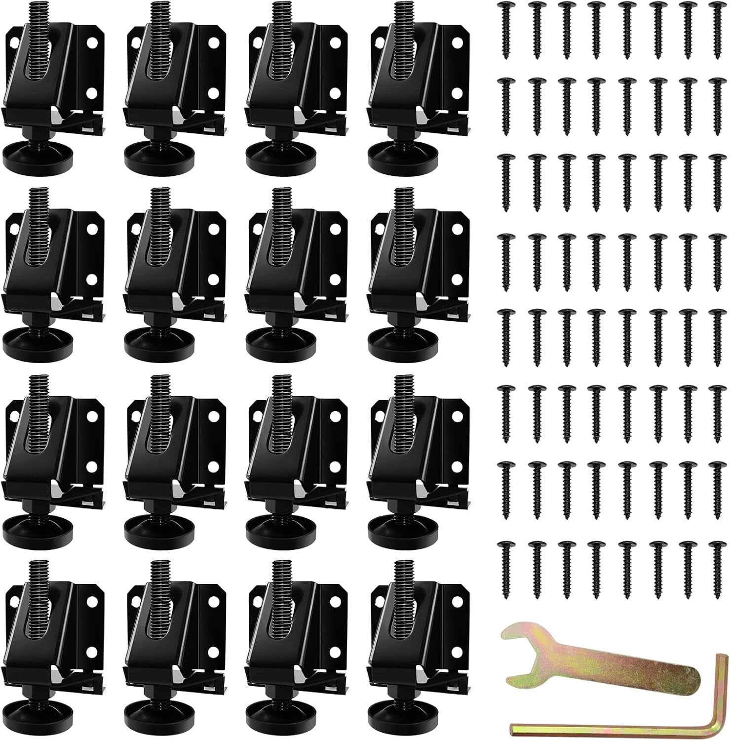 Alloy Steel 16 PCS Furniture Leveling Feet with Rubber Caps for Floor Protection