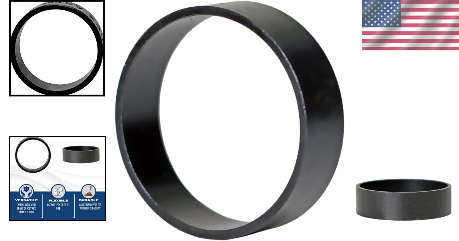 Bulk 100 Pcs 1-Inch Black Oxidized Copper PEX Rings for Corrosion Resistance