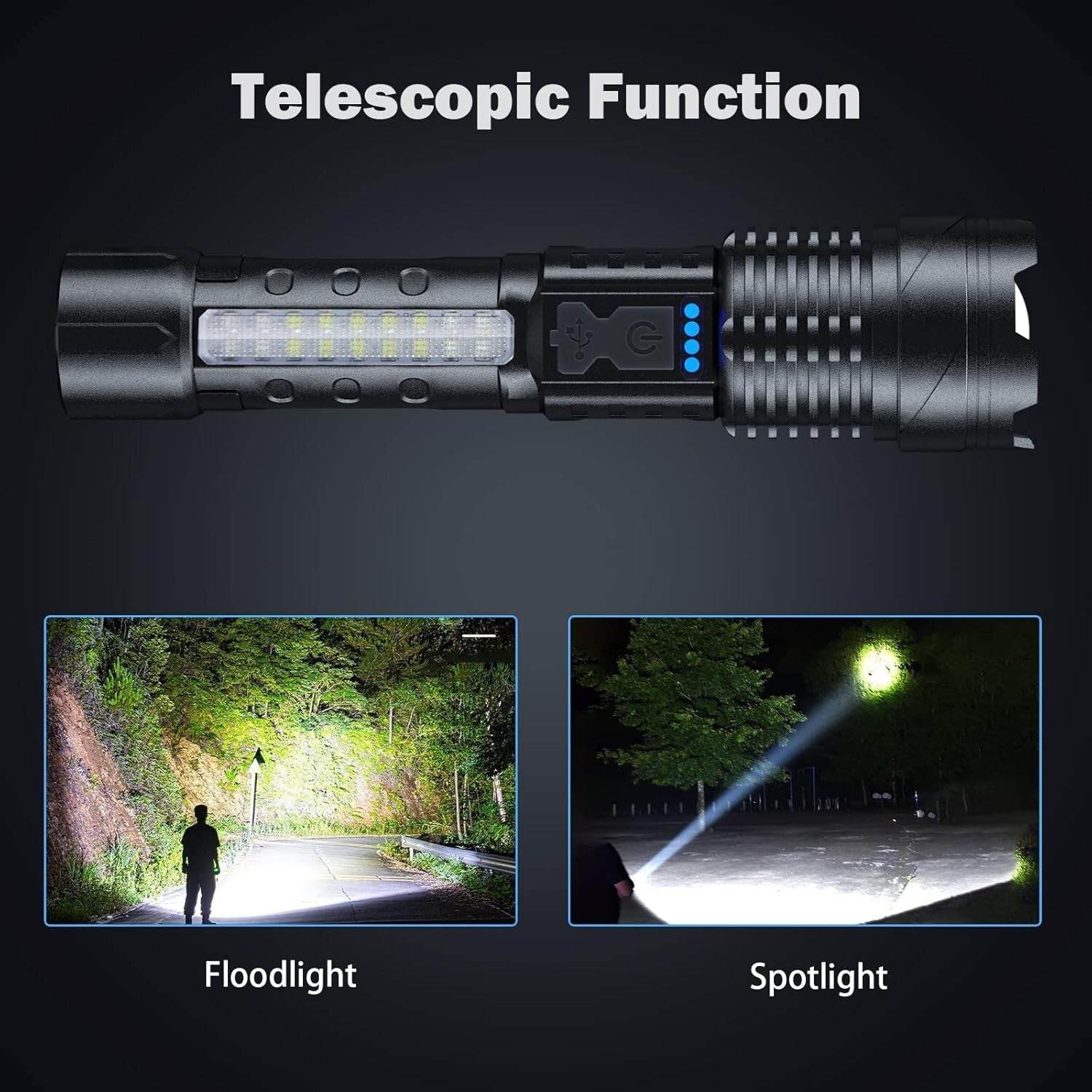 High Performance Rechargeable LED Flashlight Set - Perfect for Camping & Hiking