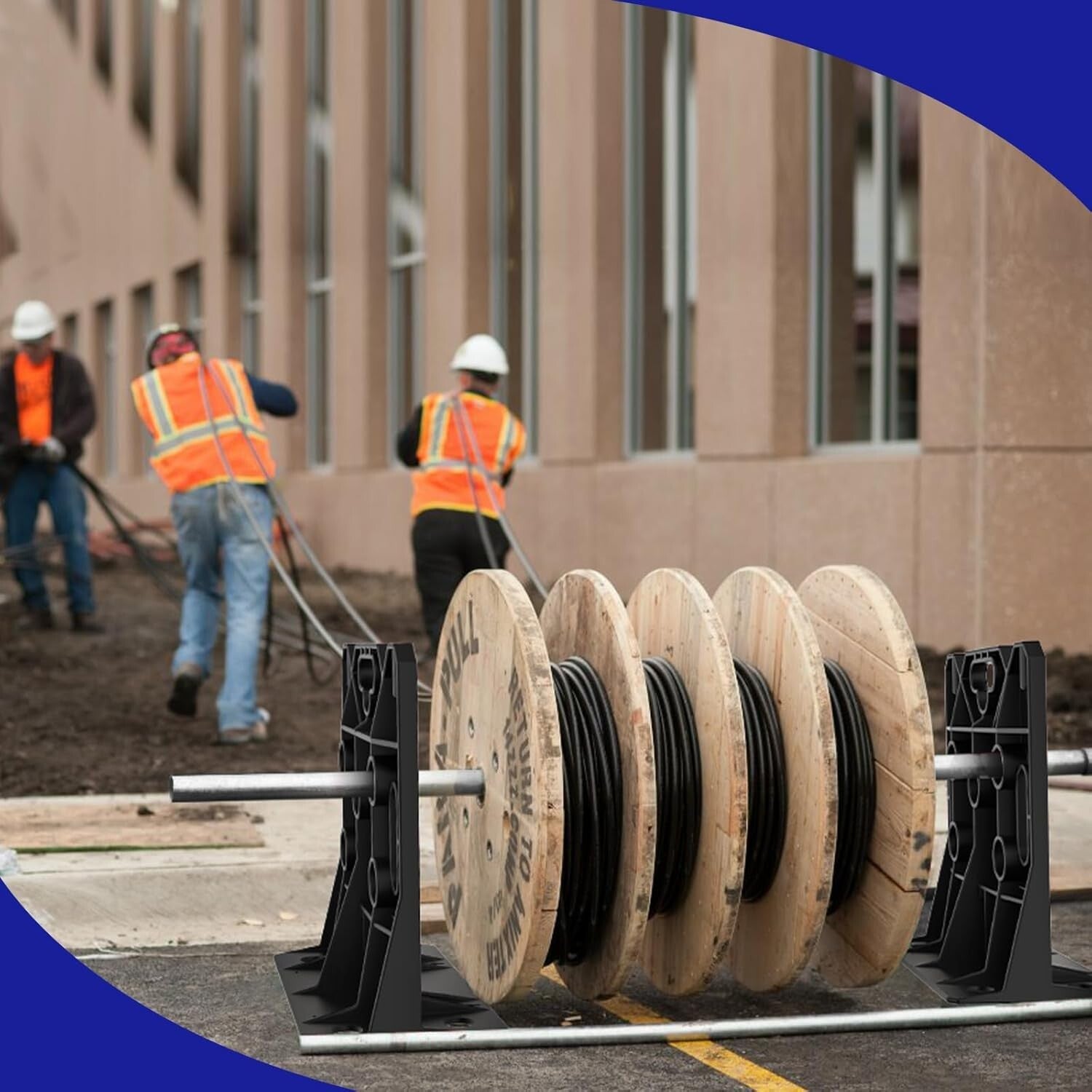 Heavy-Duty Cable Spool Rack - Supports 330 lbs, Ideal for Wire Dispensing
