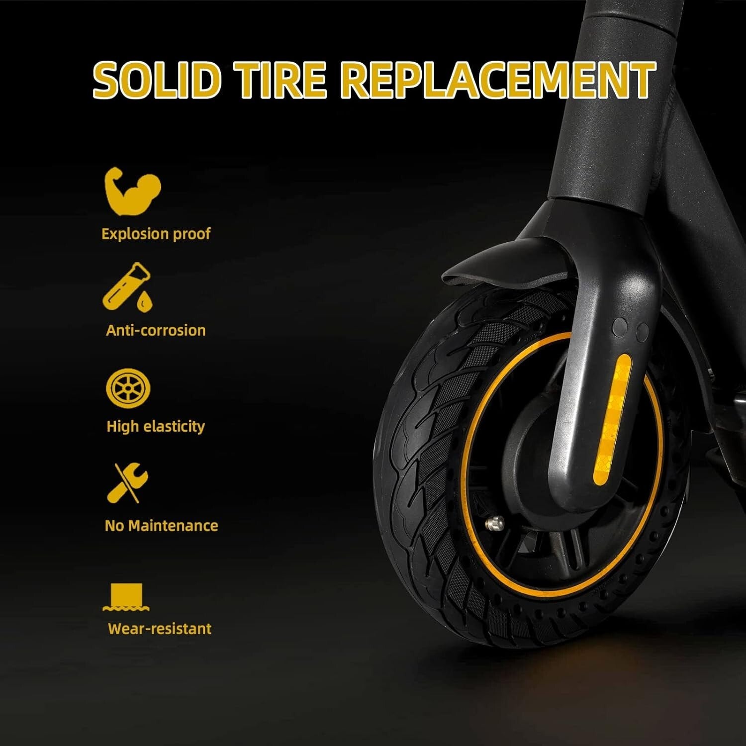 9.41 Inch Solid Rubber Tire for Electric Scooters - Abrasion and Explosion-Proof