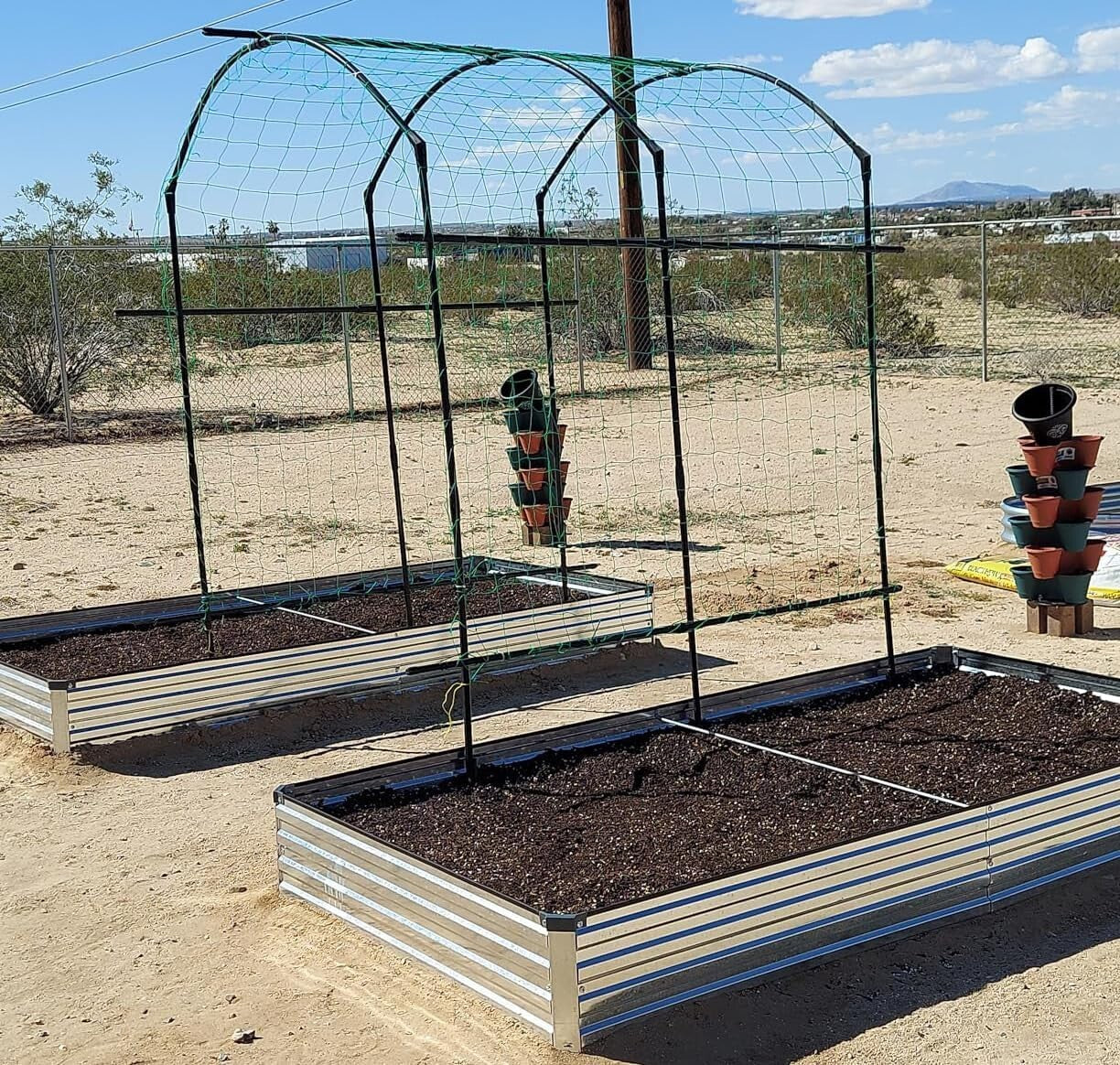 2-Pack 8x4x1ft Galvanized Metal Raised Garden Beds with Easy Assembly & Drainage