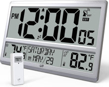 Load image into Gallery viewer, Versatile Jumbo LCD Atomic Clock with Dual Installation &amp; Weatherproof Sensor