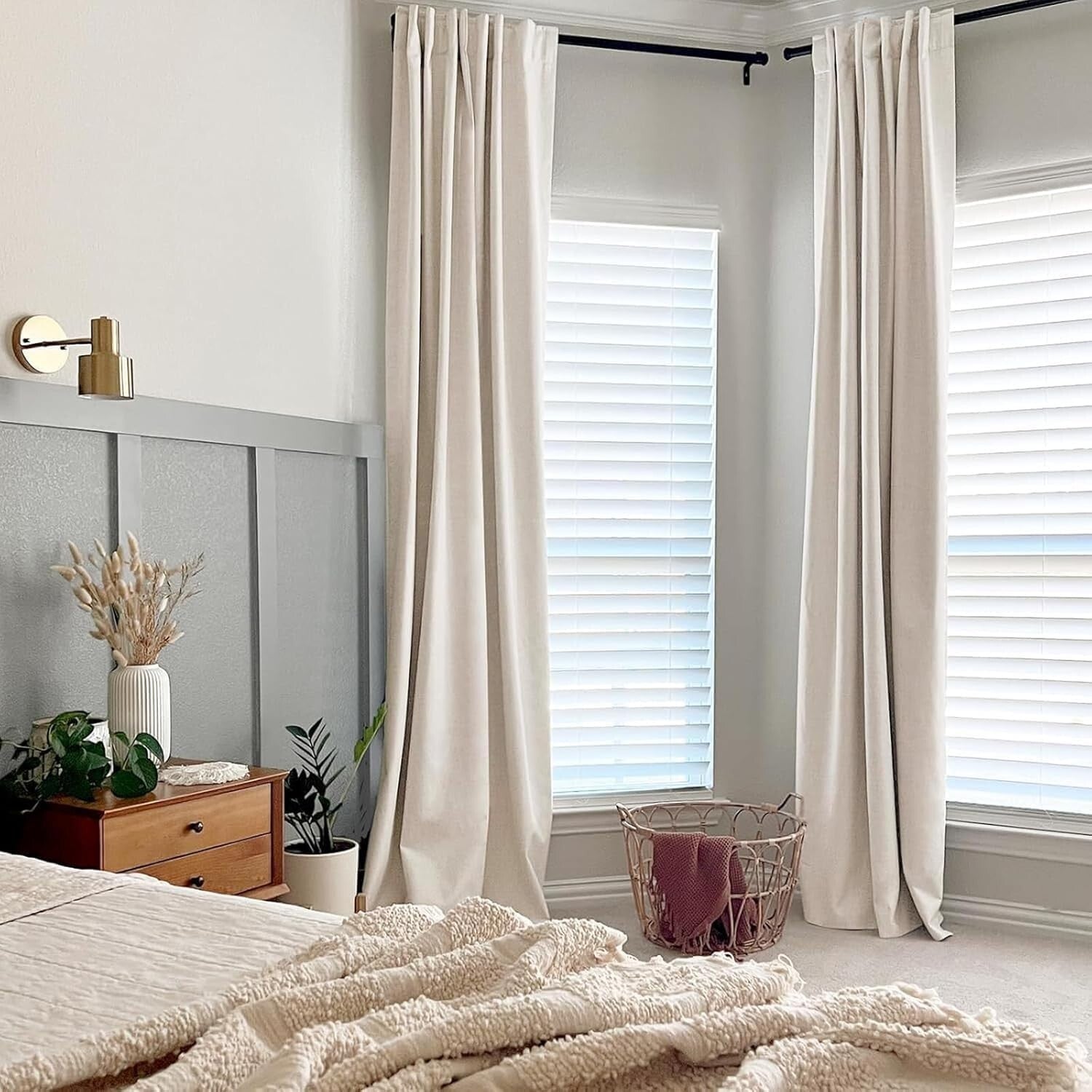 Elegant 100% Blackout Thermal Curtains for Bedroom & Living Room - Buttercream