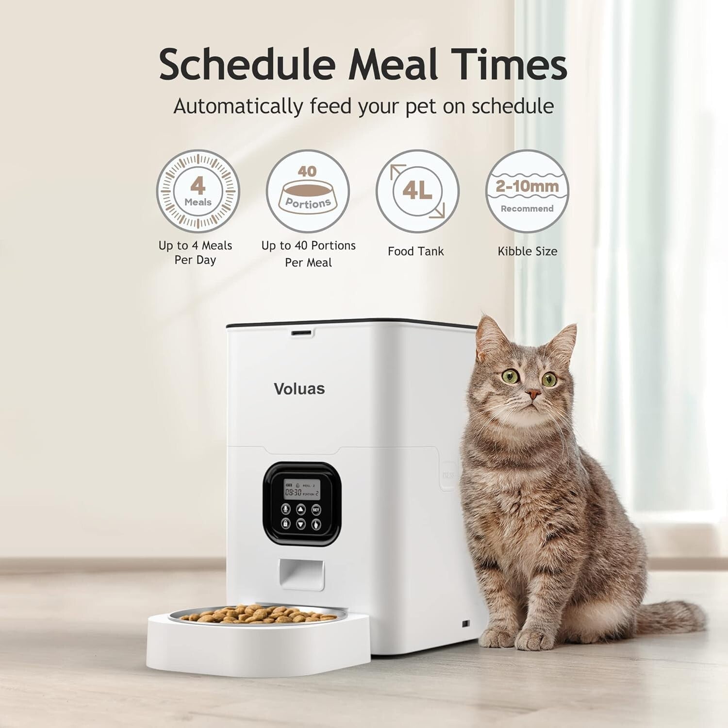 Automatic Pet Feeder - 4L Capacity with Timed Meals and Voice Call Function