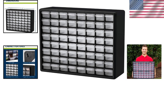 64-Drawer Heavy-Duty Plastic Storage Cabinet for Garage & Classroom Organization