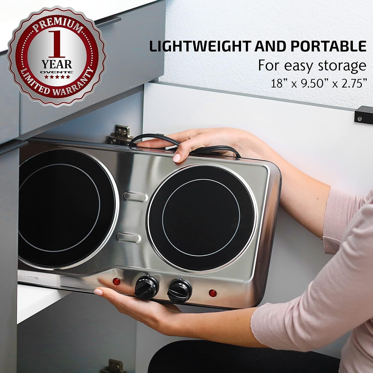 Ceramic Glass Electric Hot Plate - 2-Burner Infrared Cooktop for Easy Cooking