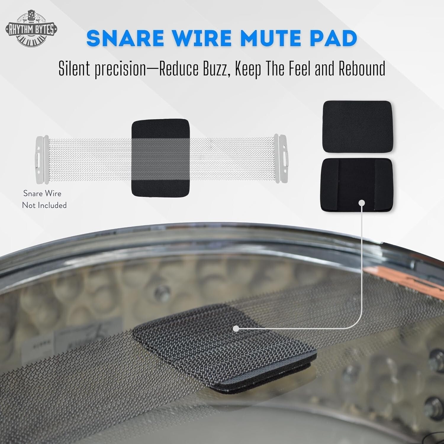 Drum Silencer Pads Set - 8pc with Bass & Snare Mutes for Peaceful Practice