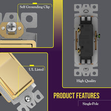 Load image into Gallery viewer, Modern Gold Decorator Switches 15A for Residential &amp; Commercial Spaces, 10 Pack