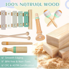 Load image into Gallery viewer, Neutral Colors Wooden Musical Toy Set for Kids - Xylophone, Tambourine &amp; More