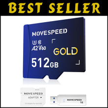 Load image into Gallery viewer, Fast 512GB SD Card A2 U3 V60 - Ideal for 4K Video, Waterproof &amp; Drop-Proof