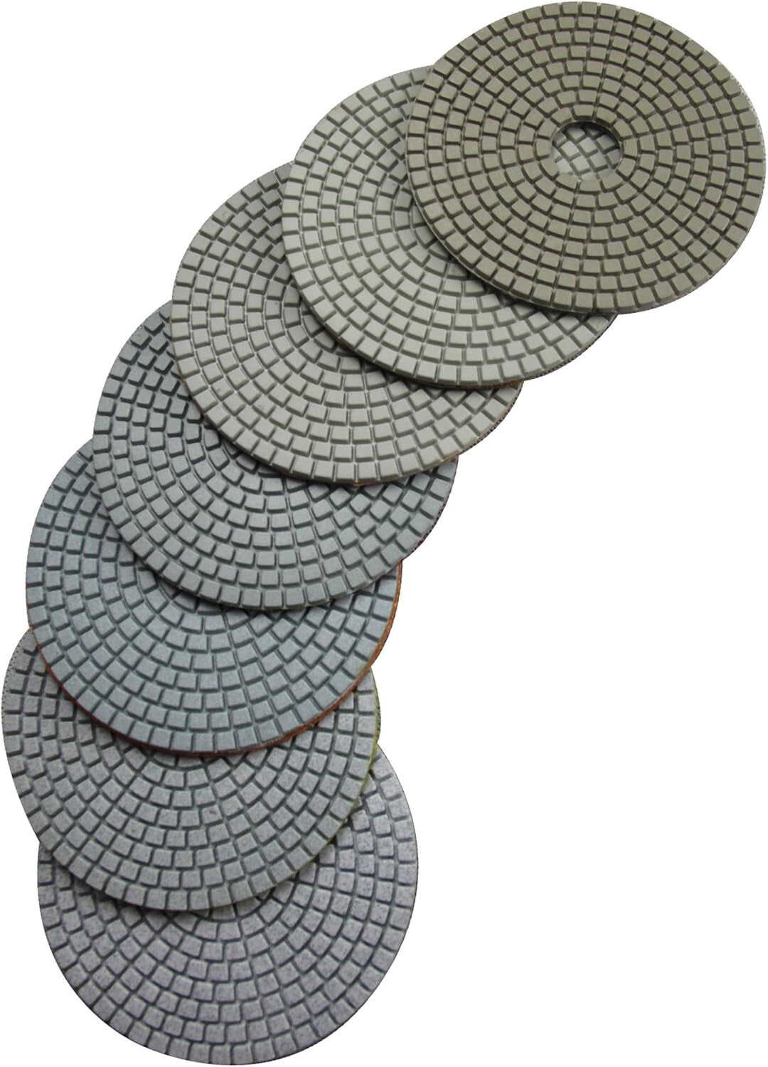 Flexible 6" Diamond Polishing Pads - 7-Step Velcro Discs for Stone Surfaces