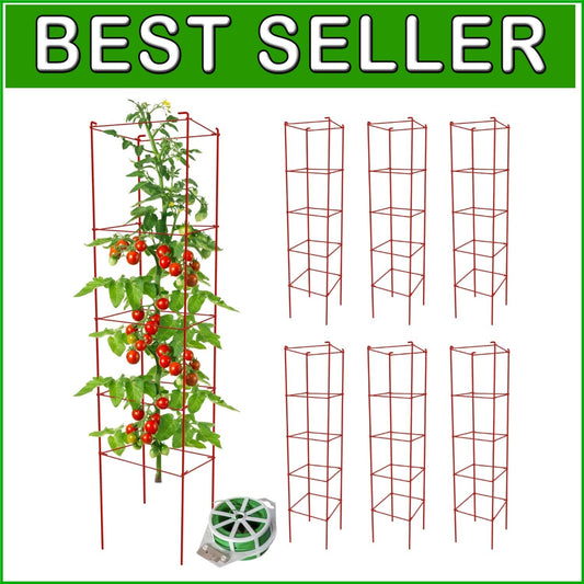 Rustproof 57-Inch Tomato Cages with 164 Ft Twist Ties – Perfect for Garden Use