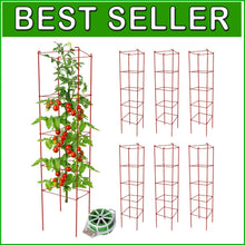 Load image into Gallery viewer, Rustproof 57-Inch Tomato Cages with 164 Ft Twist Ties – Perfect for Garden Use
