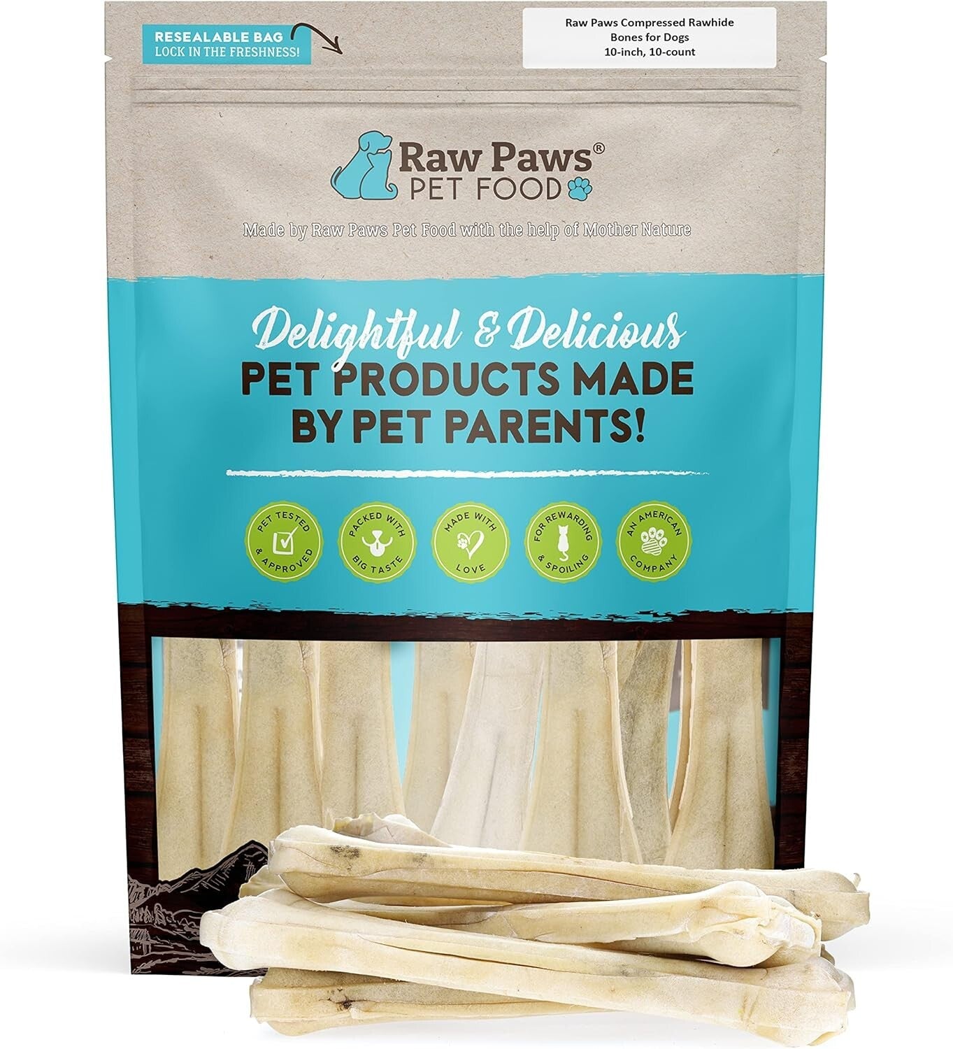 10-Pack Compressed Rawhide Bones - Perfect for Large Dogs and Aggressive Chewers