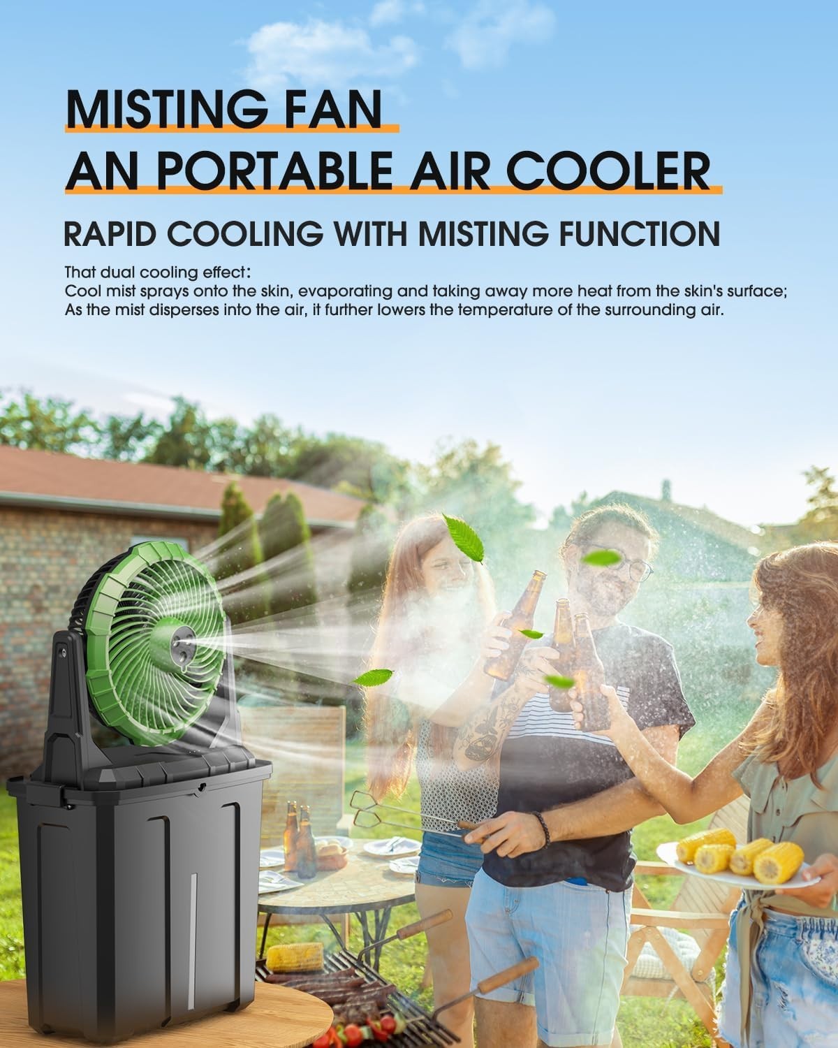 Compact 9L Mist Fan with 3 Wind Speeds - Ideal for Outdoor Leisure & Recreation
