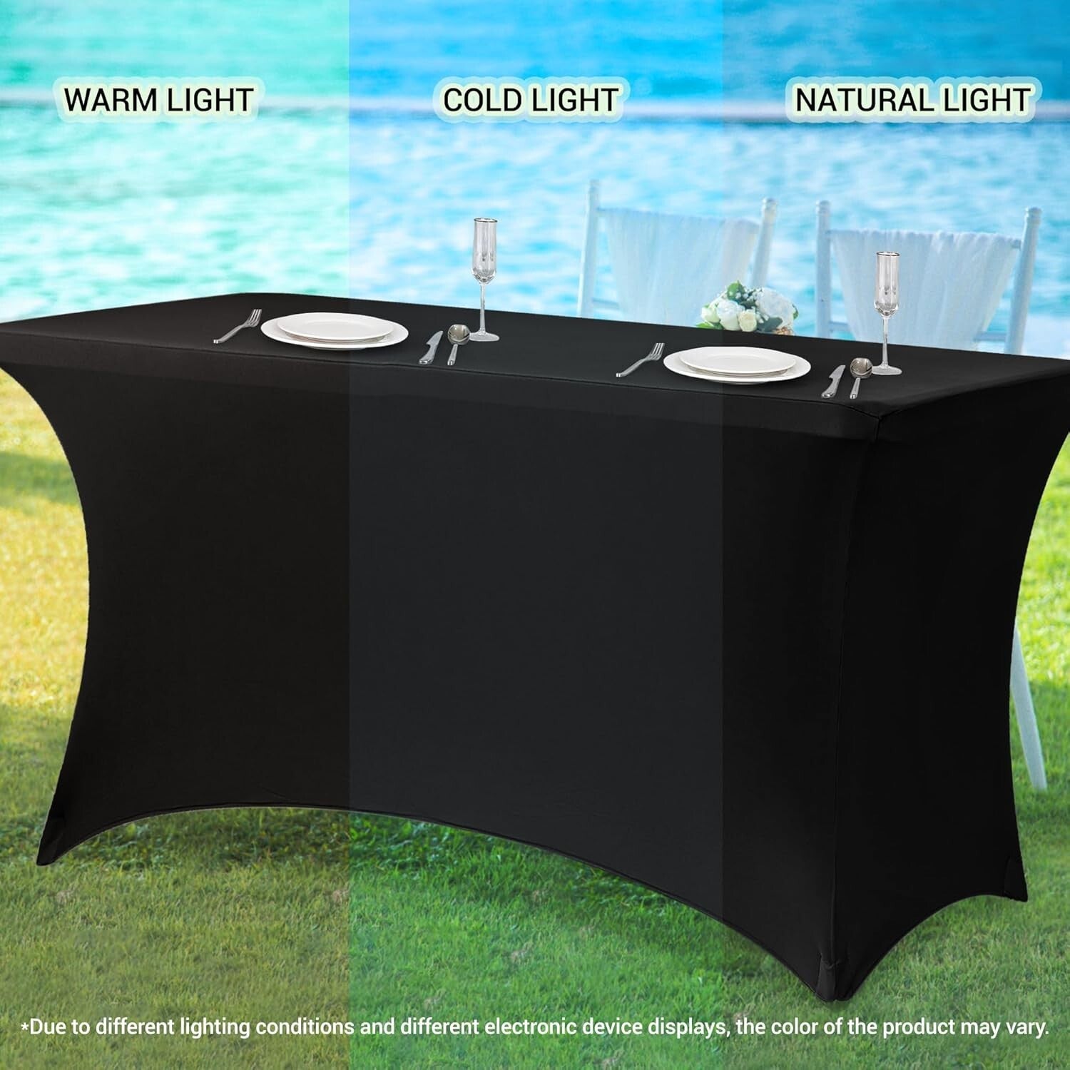 Universal 6ft Spandex Table Covers - 6 Pack for Banquets, Weddings, & Parties