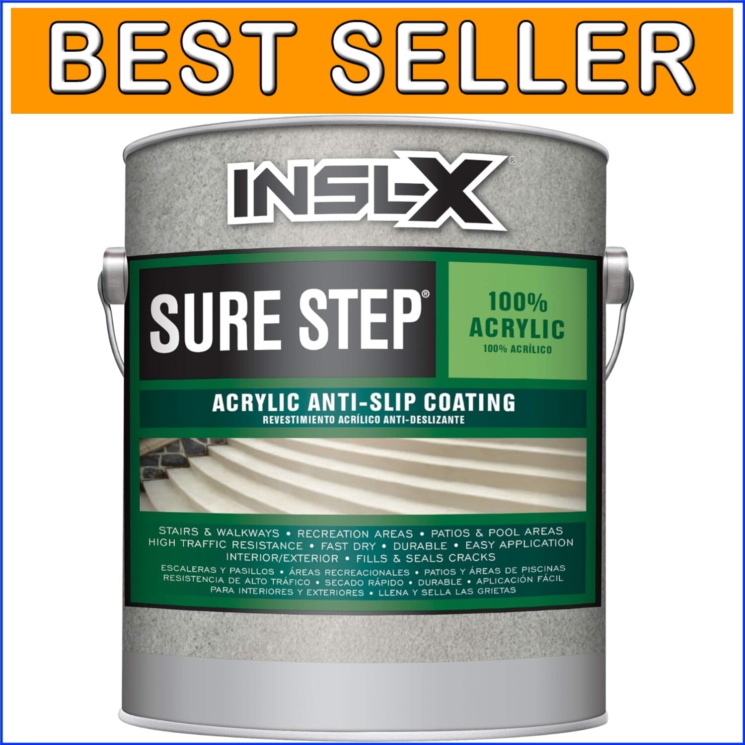1 Gallon White Sure Step Anti-Slip Acrylic Paint - Matte Finish for High Traffic