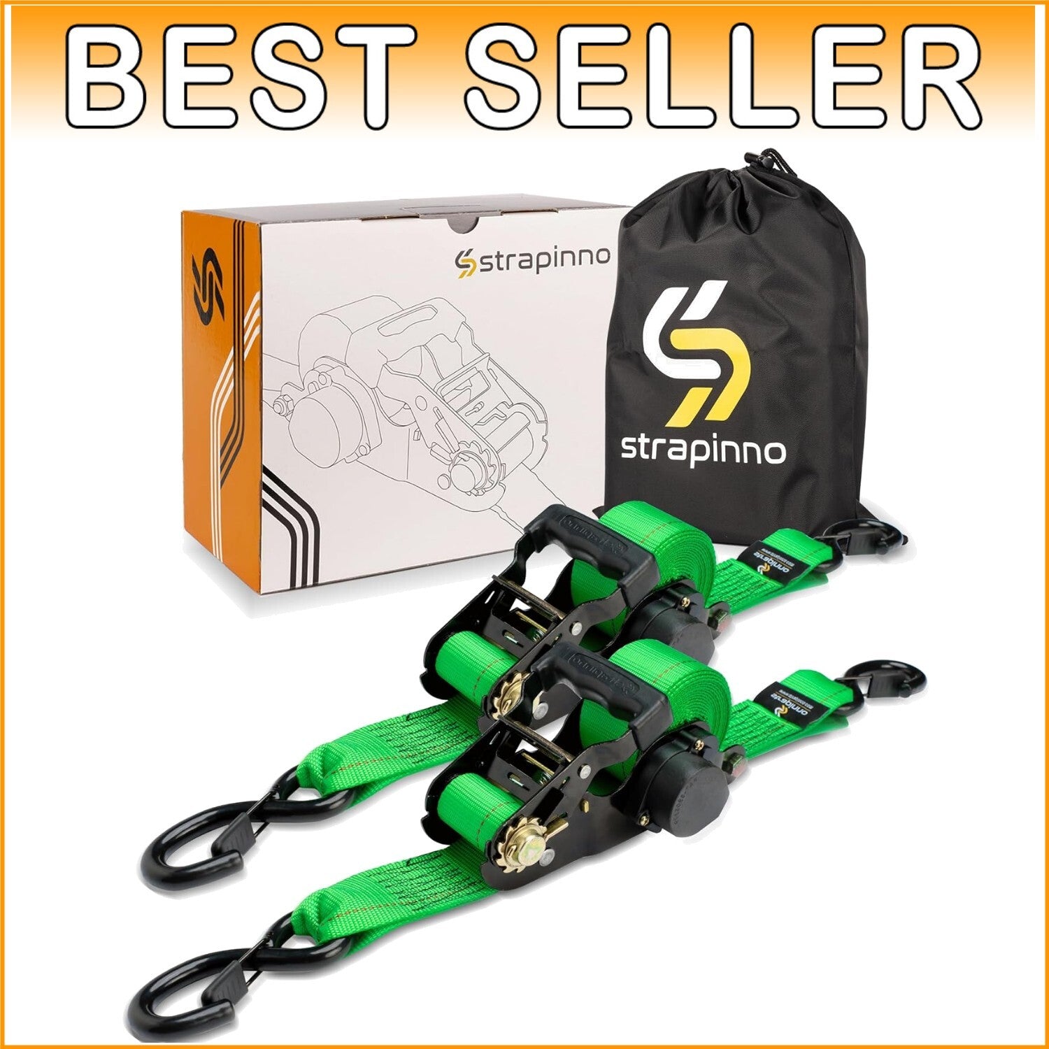 Adventure-Ready 5,000 lbs Ratchet Tie-Down Straps with Weather-Resistant S-Hooks