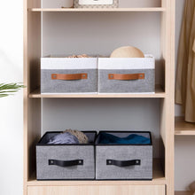 Load image into Gallery viewer, Elegant 4-Pack White and Grey Foldable Bins - Multi-Purpose Storage Solution