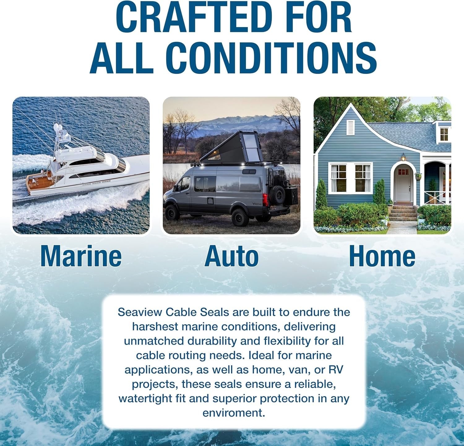 Modern Low-Profile Cable Seal - Black Stainless Steel for Marine Applications