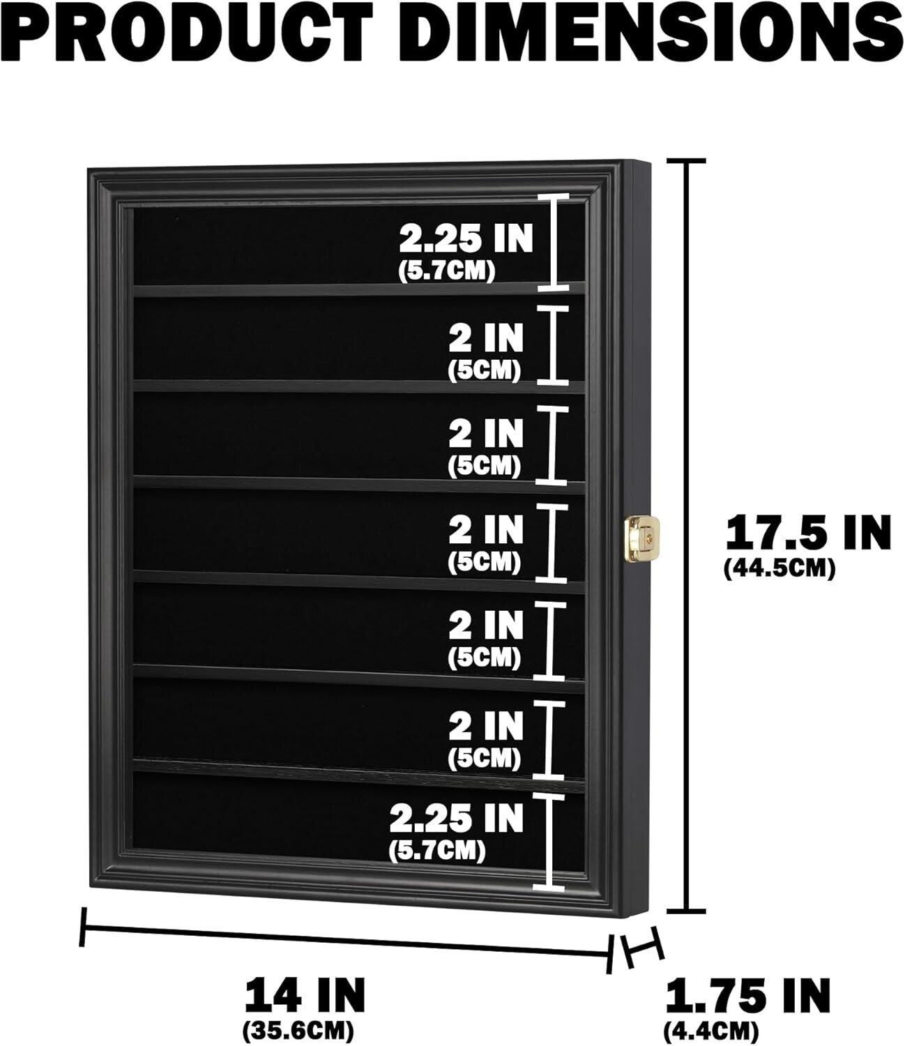 Elegant Black Knife Shadow Box - 7 Shelf Wall-Mount Display Case for Collectors