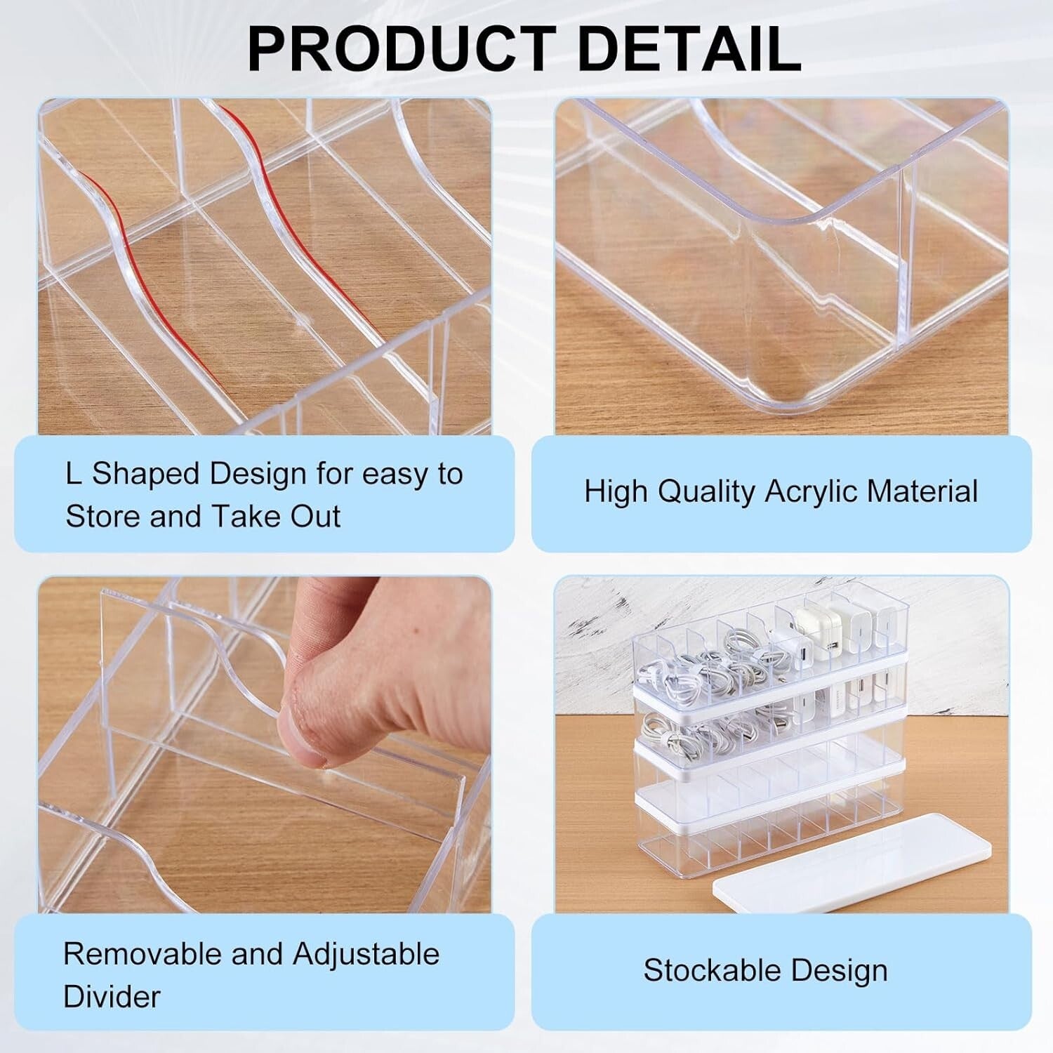 Multi-Functional Clear Cord Storage Box - Ideal for Cables and Office Supplies