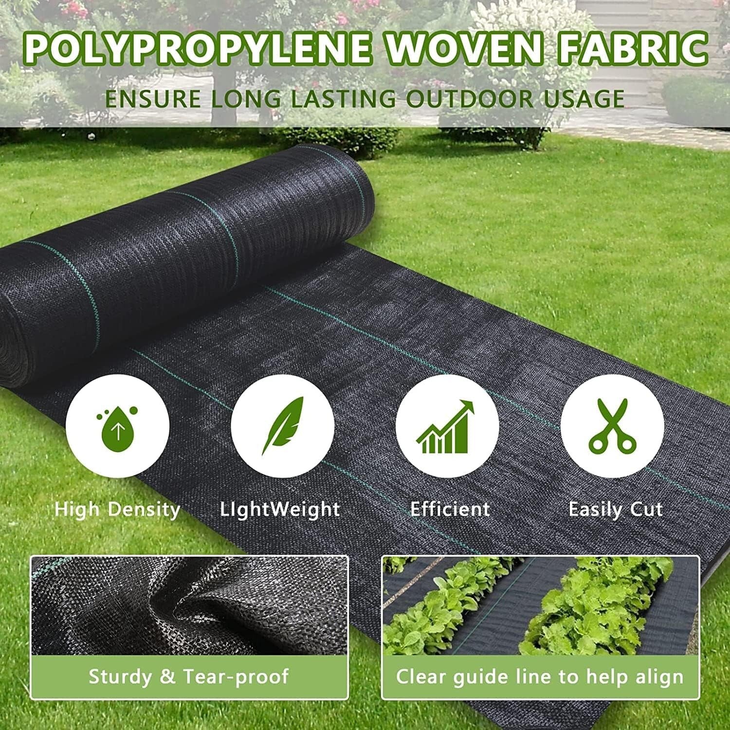 6.5ft Wide Geotextile Weed Control Fabric - Durable, Easy Install Landscape Mat