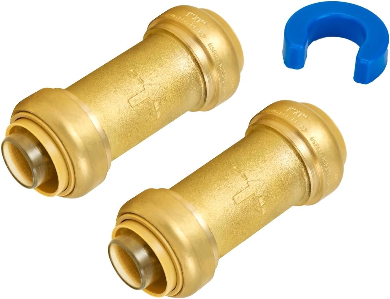 Pack of 2: 1 Inch Brass Check Valve with Push-to-Connect Fitting for Plumbing
