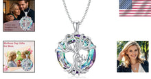 Load image into Gallery viewer, Mother-Daughter Tree of Life Pendant Necklace – Sterling Silver &amp; Crystal Gift